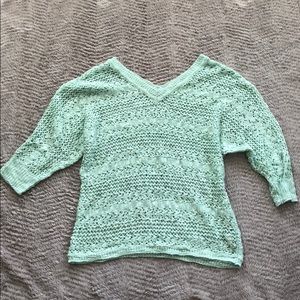 Mint Green Dolman Sleeve Crochet Sweater